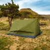 River country products trekker 2.2 trekking pole tent backpacking tent set up next to river with sleeping pads