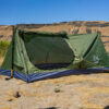 River Country Products Trekker 1A trekking pole tent backpacking tent set up next to river