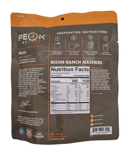 bison ranch mashers nutrition