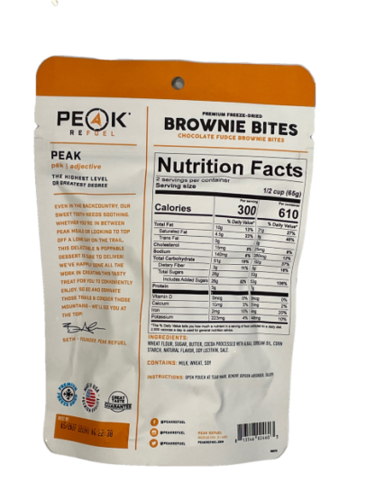chocolate fudge brownie bites peak refuel nutrition facts