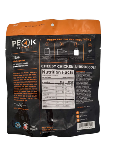cheesy chicken & broccoli peak refuel back nutrition facts