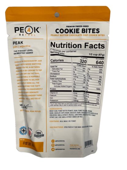 cookie bites peak refuel nutrition facts