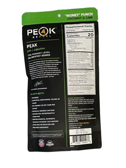 money punch peak refuel supplement facts