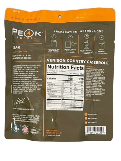 venison country casserole peak refuel nutrition facts