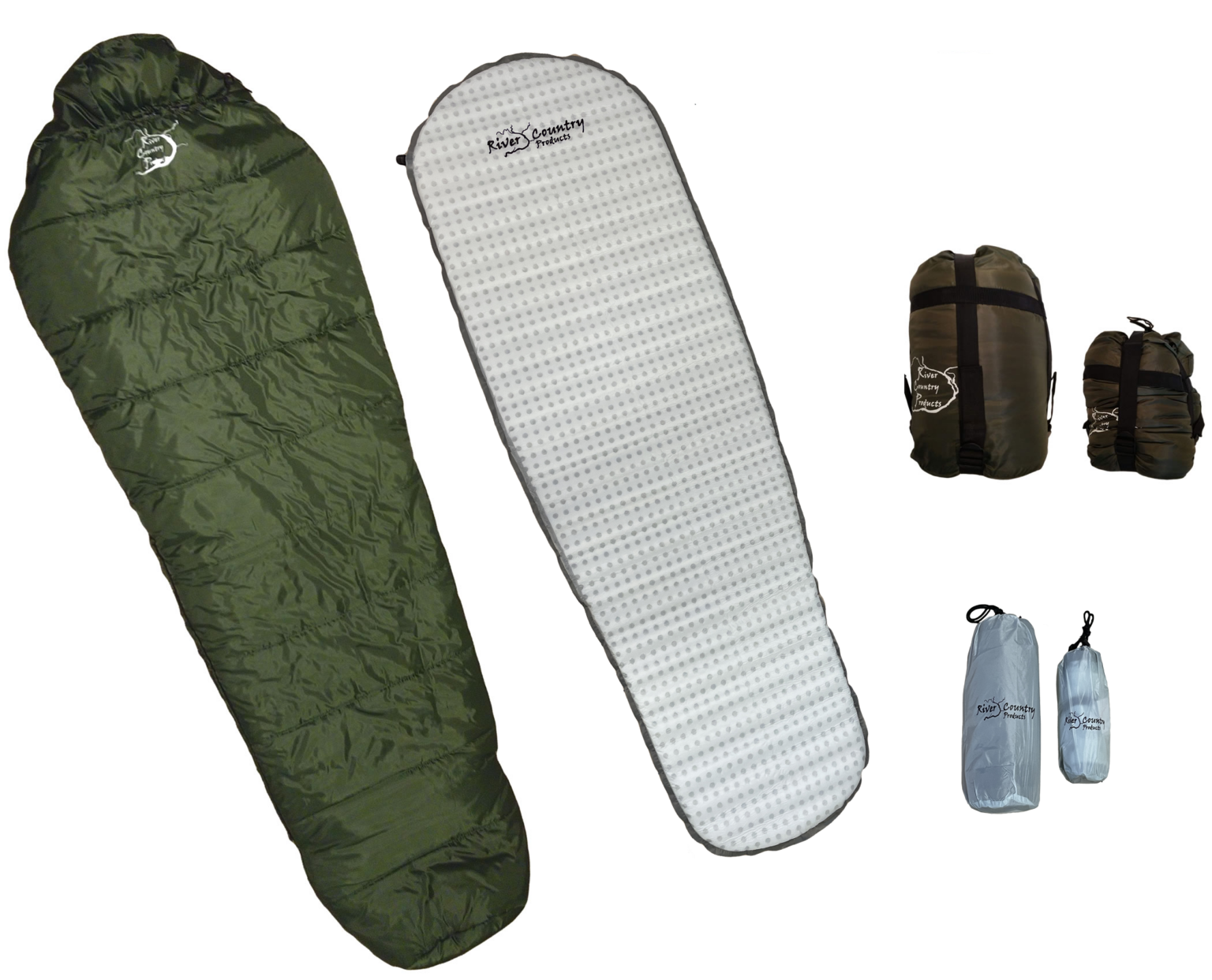 Sleeping Bag, Self-Inflating Sleeping Pad – Combo Set River